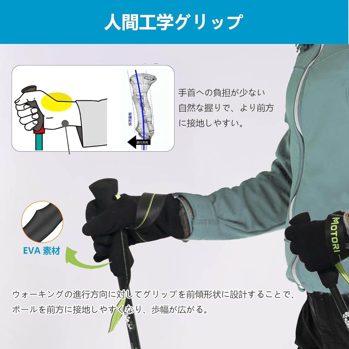 【登山】 MOTORI トレッキングポール【超軽量169g】【カーボン】登山 ストック 炭素繊維 登山杖 カーボン ファイバー 山登り ウォーキング ハイキング 杖 登山ステッキ 3段伸縮式 ポール【53/63-135cm】日本語取扱説明 2本セット