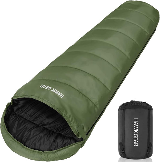 【寝袋】[HAWK GEAR(ホークギア)] 寝袋 シュラフ マミー型 キャンプ アウトドア -15度耐寒 簡易防水 オールシーズン