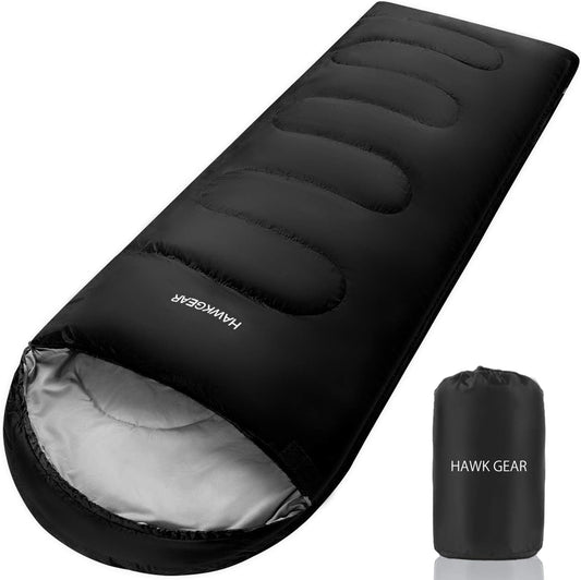 【寝袋】 [HAWK GEAR(ホークギア)] 寝袋 シュラフ キャンプ アウトドア 簡易防水 オールシーズン 色:ブラック