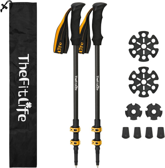 【登山ステッキ】TheFitLife トレッキングポール カーボン 登山 ストック 軽量 57-120cm伸縮 ウォーキングポール ウォーキングステッキ 2本セット 登山杖 登山ポール 山登り ステッキ ハイキングポール 男性 女性 高齢者